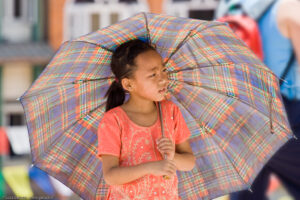 Sguardi intensi e seri negli occhi dei bambini di Kathmandu