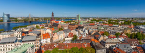 Vecriga, la Città Vecchia di Riga, vista dalla terrazza dell'Accademia Lettone delle Scienze